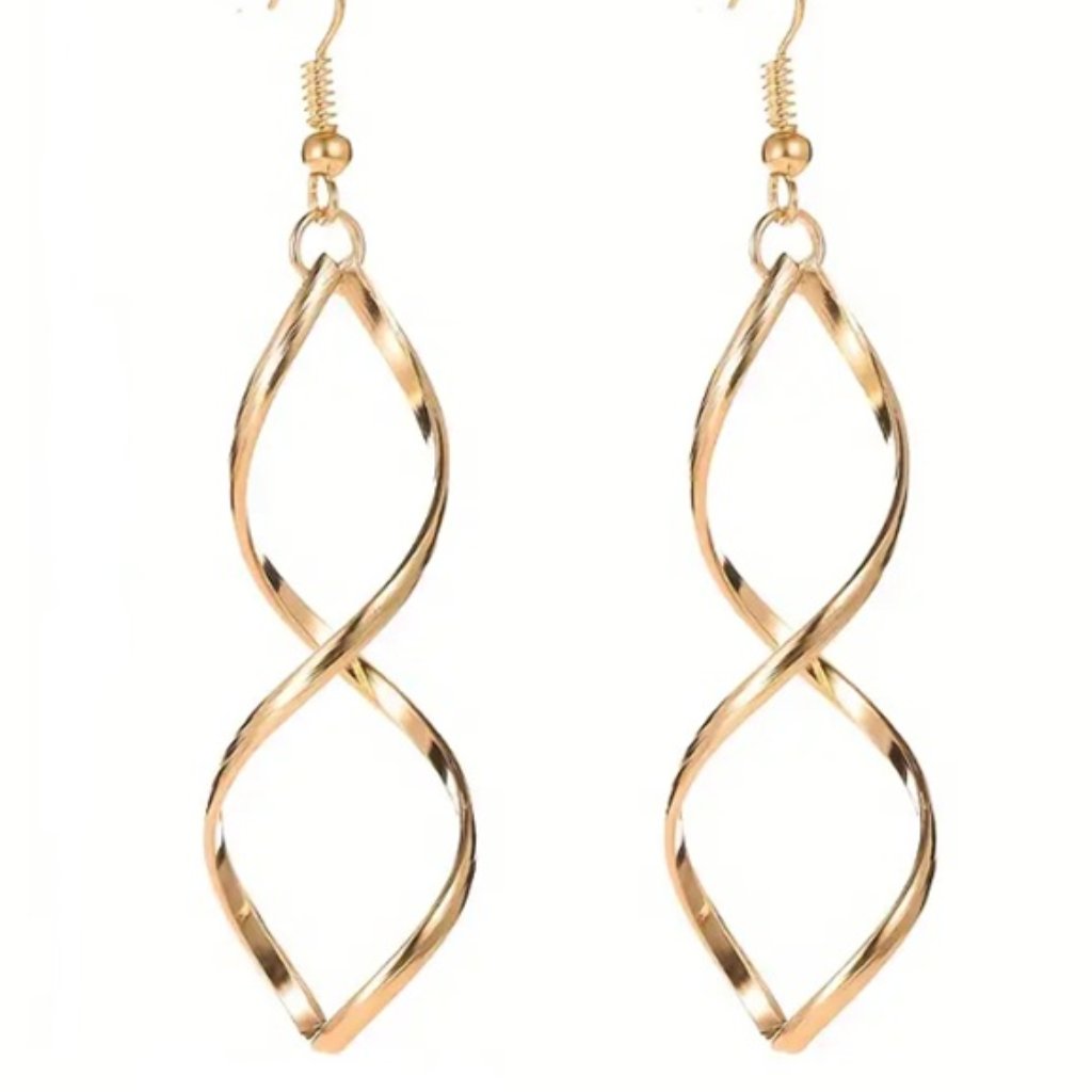 Elegant Long Gold Plated Spiral Dangle Statement Earrings